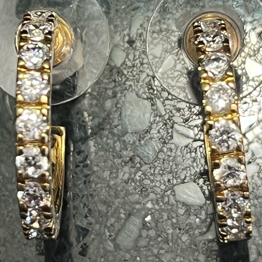 1ct Prong Set Round Brilliant cut Cz diamond drop dangle Hoop Earrings Gold New